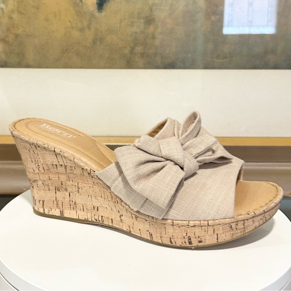 🌸BORN🌸 Cami Wedge Platform Sandal Natural Fabric Size: 11 - Picture 4 of 11